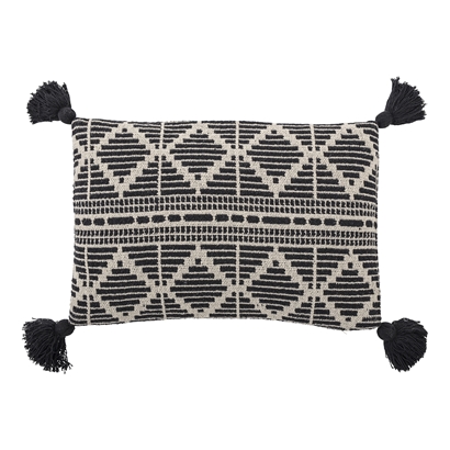 Bloomingville Cushion, Black, Recycled Cotton