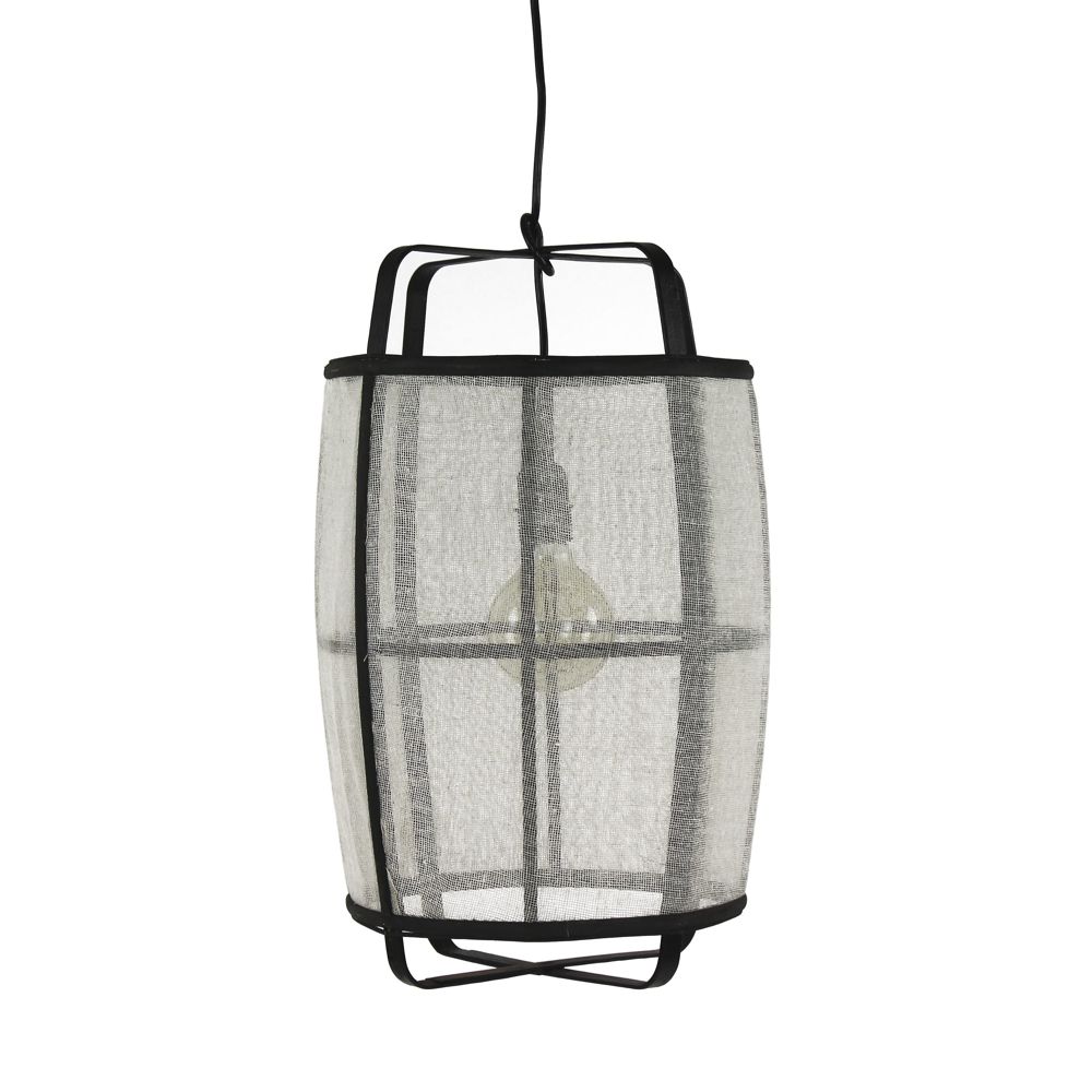Pomax Bamboo hanging lamp with linen, DIA 33 x H 51,5 cm