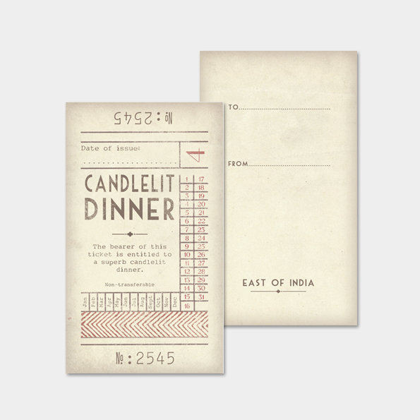 East of India Promise Ticket Candlelit Dinner
