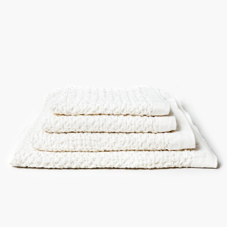 Kontex Lattice Linen Waffle Bath Towel XL Cream White
