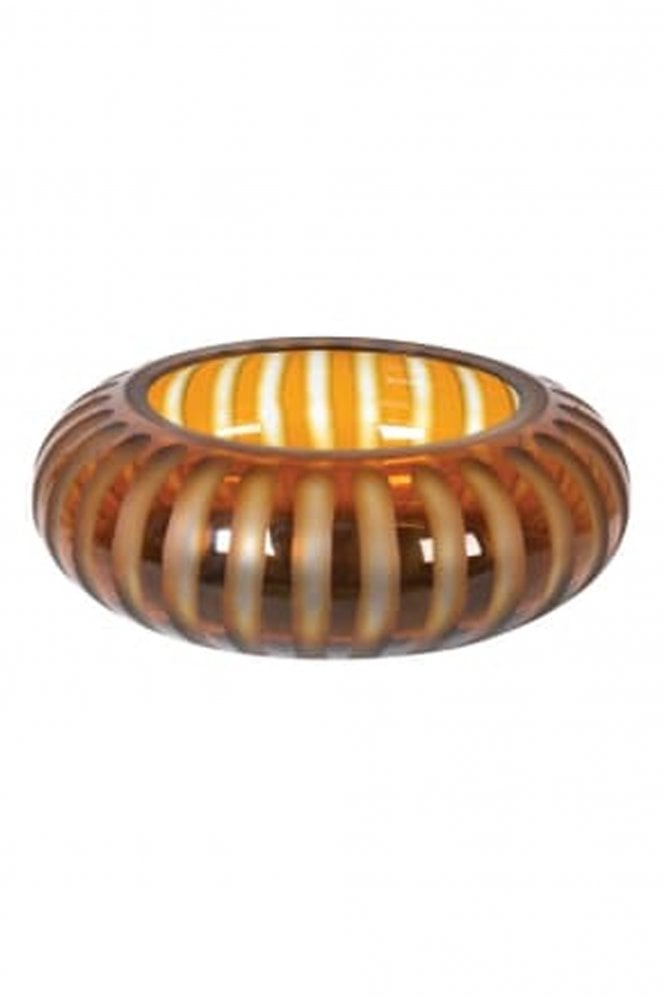 The Home Collection Amber Glass Ridged Bowl