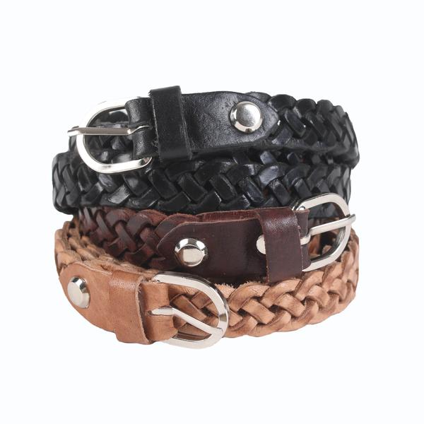 Skinny Woven Leather Belt