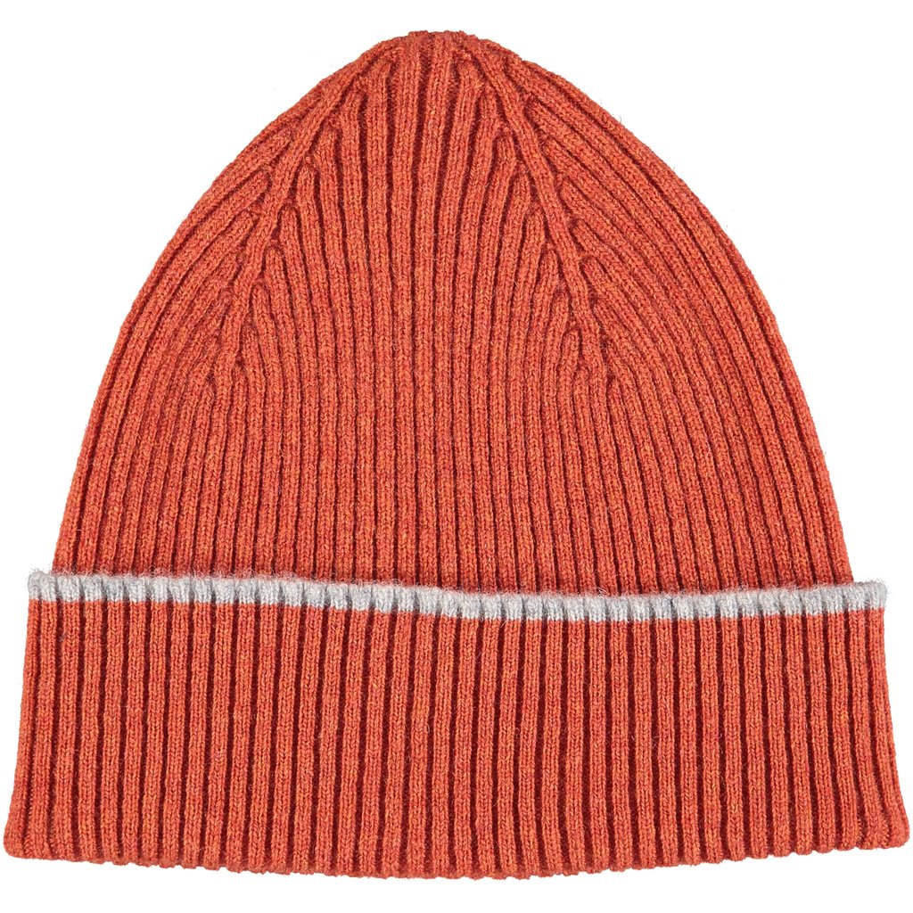 Catherine Tough Rust Orange Lambswool Classic Beanie Hat
