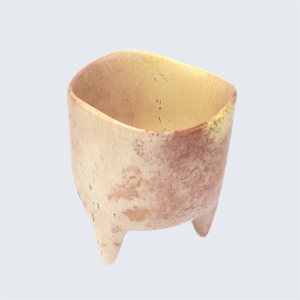 Kenyan Soapstone Hand Carved Small Plant Pot 'Marbled Pink&#x27