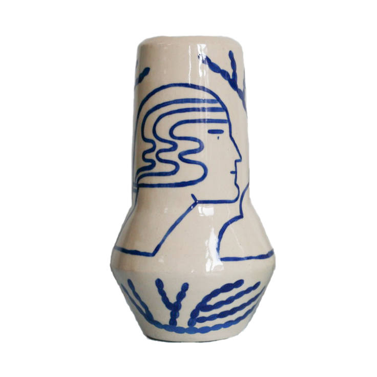 Sophie Alda Cream and Blue Handmade Flower Vase