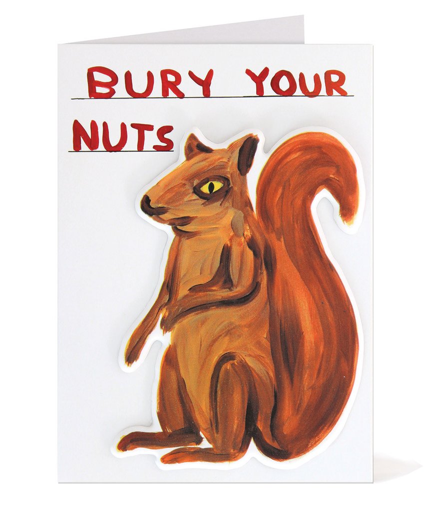David Shrigley Bury Your Nuts Greeting Card
