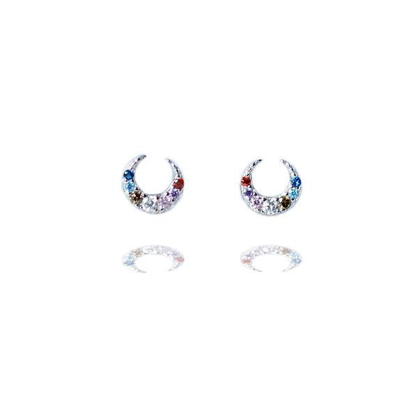 Curiouser and Curiouser Sterling Silver Moon Stud Earrings