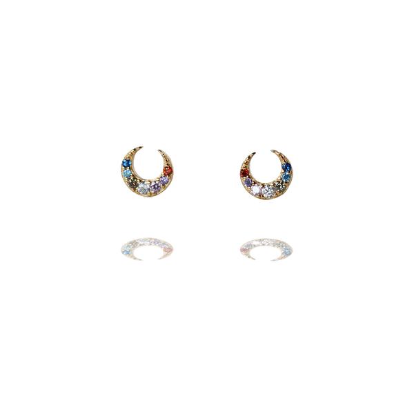 Curiouser and Curiouser Gold Plated Moon Stud Earrings