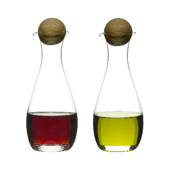 Sagaform Oval Oak Oil Or Vinegar Bottles With Oak Stoppers 