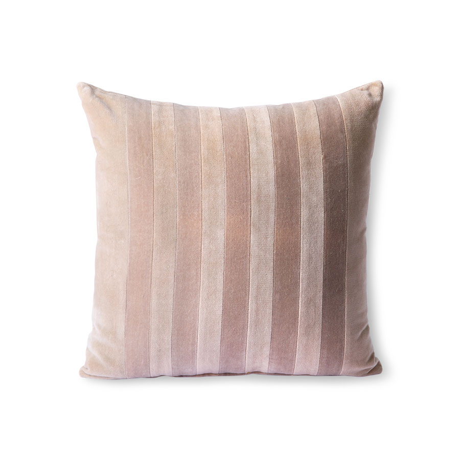 HK Living Striped velvet cushion beige/liver (45x45)