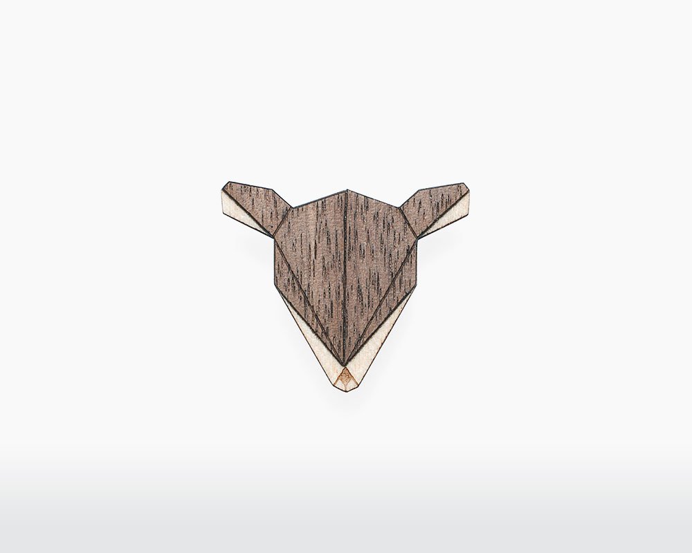 Wooden Amsterdam Natural Maple and Walnut Wooden Doe Brooch