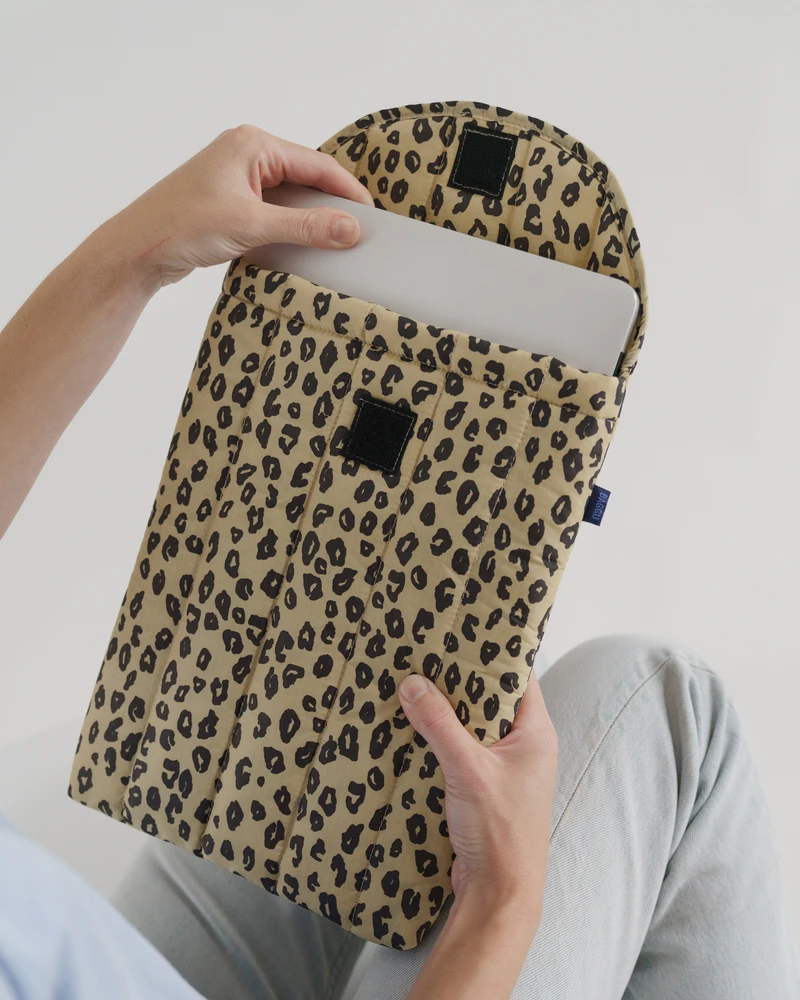 Baggu Puffy Laptop or Tablet Sleeve 13" - Honey Leopard