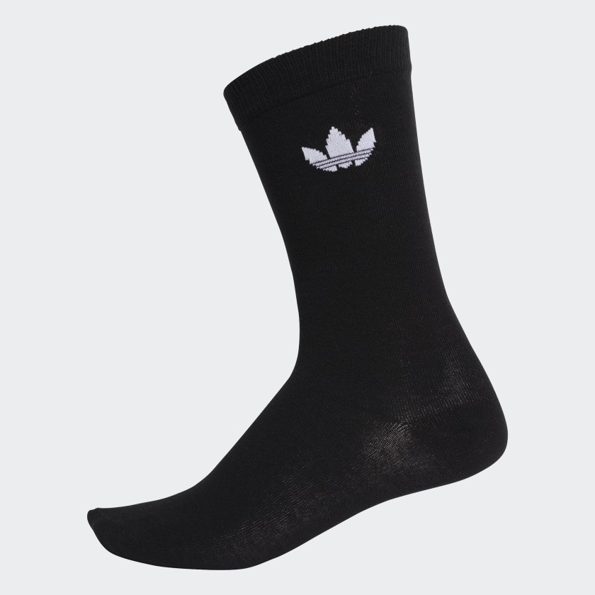 Trouva: 2 Pairs Thin Black & White Unisex Trefoil Crew Socks