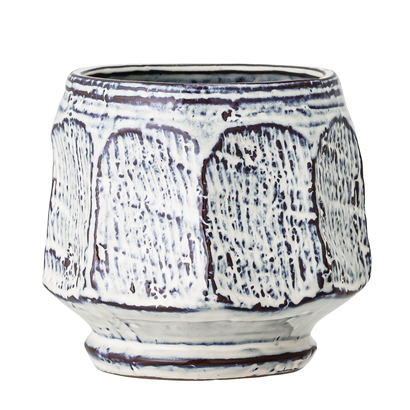 Bloomingville Pot Ø15,5x H14,5 Cm in Glossy Blue Stoneware