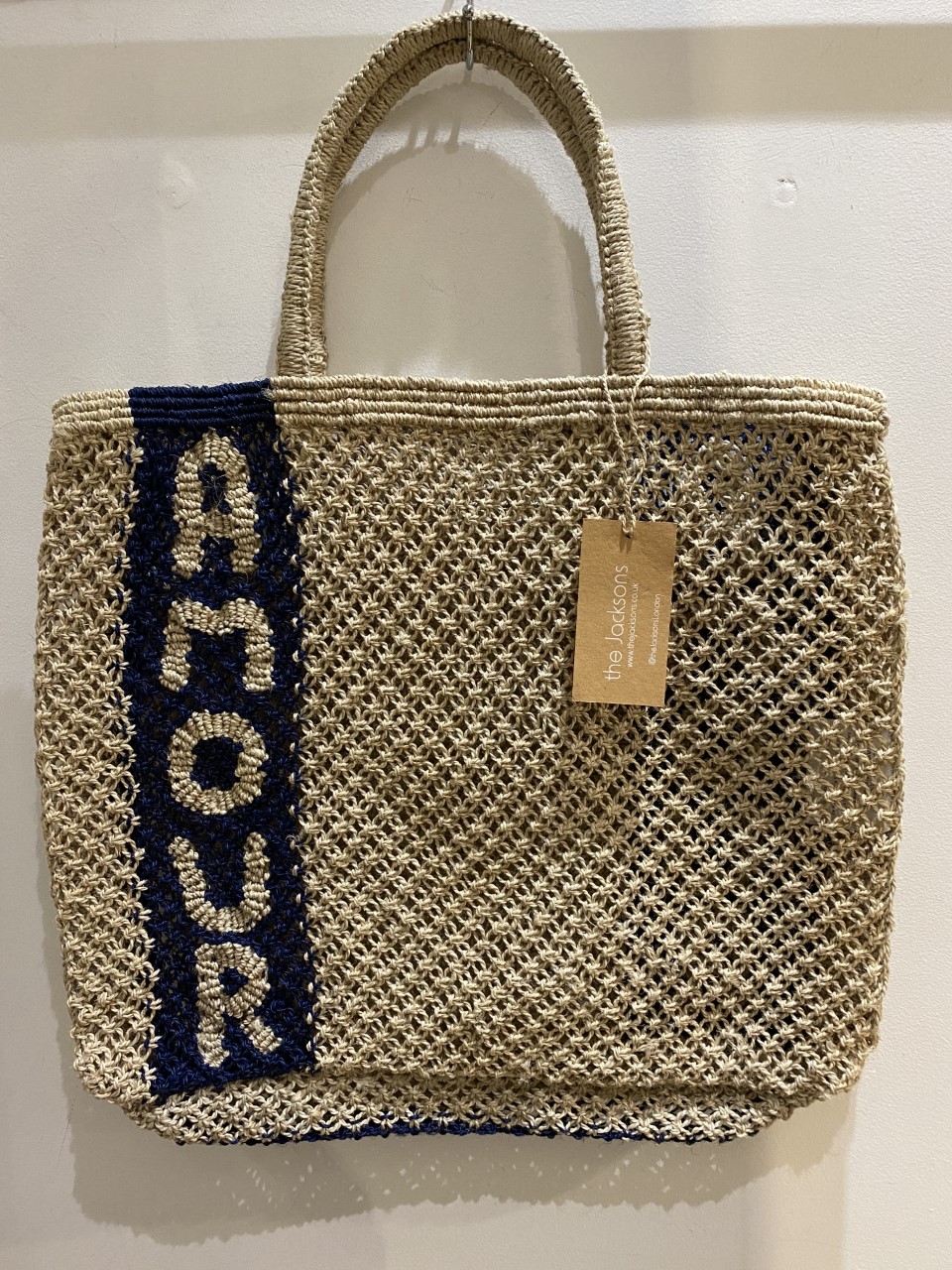 The Jacksons  Natural and Indigo Amour Vertical Large Bag