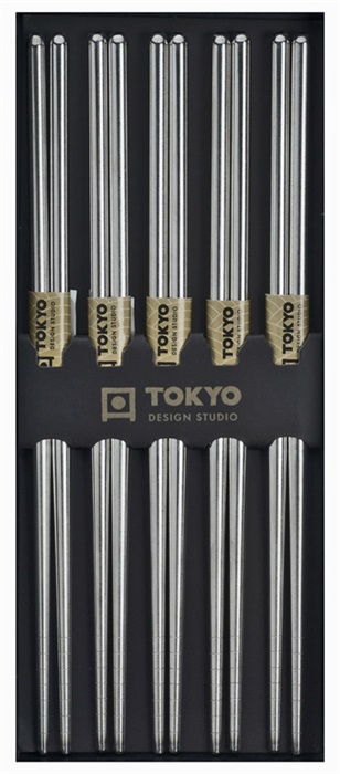 Tokyo Design Studio Stainless Steel Chopsticks Silver - Set of 5