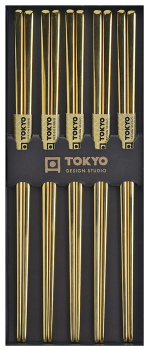 Tokyo Design Studio Stainless Steel Chopsticks Gold - Set of 5