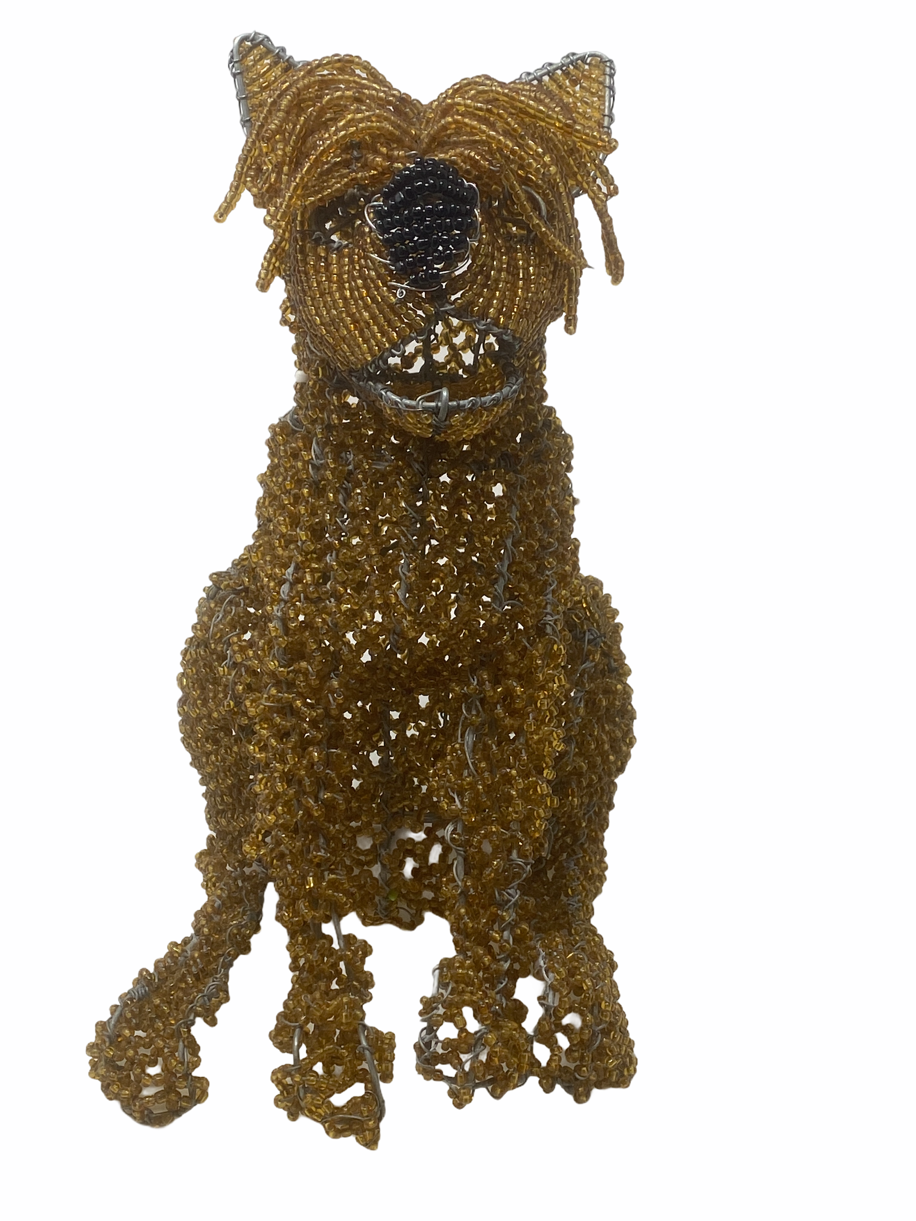 Botanical Boys Yorkshire Terrier Beaded Sculpture