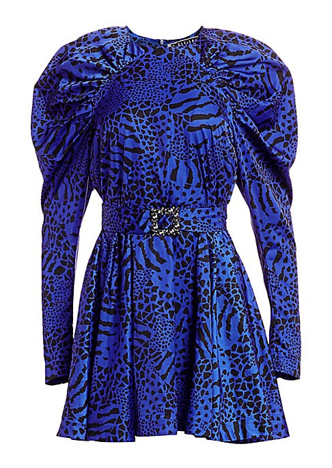 ROTATE Birger Christensen Tara Taffeta Dress in Dazzling Blue 