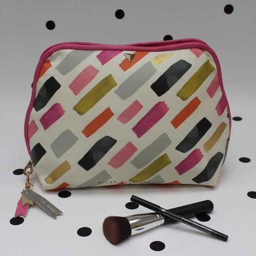 House of disaster Pink and Grey Faux Leather Paint Stroke Print Wash Bag