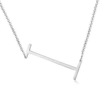 Nordic Muse Waterproof Personalised Letter I Initial Pendant Necklace Silver Plated Tarnish-Free