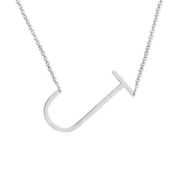Nordic Muse Waterproof Personalised Letter J Initial Pendant Necklace Silver Plated Tarnish-Free