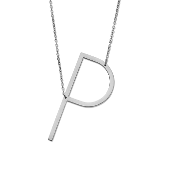 Nordic Muse Waterproof Personalised Letter P Initial Pendant Necklace Silver Plated Tarnish-Free