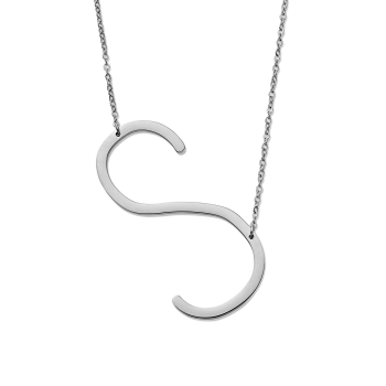 Waterproof Personalised Letter S Initial Pendant Necklace Silver Plated Tarnish-Free