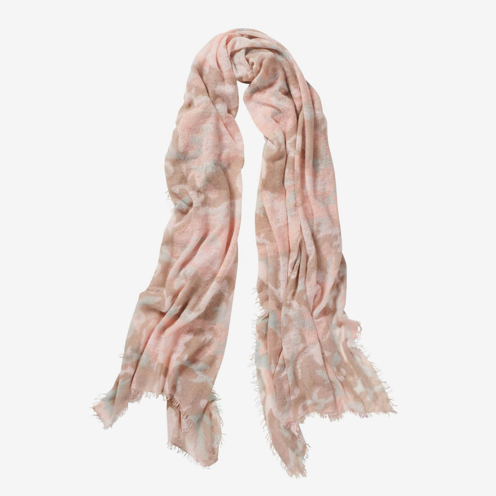 Pur Schoen Hand Felted Cashmere Soft Scarf Camouflage Rose + Gift