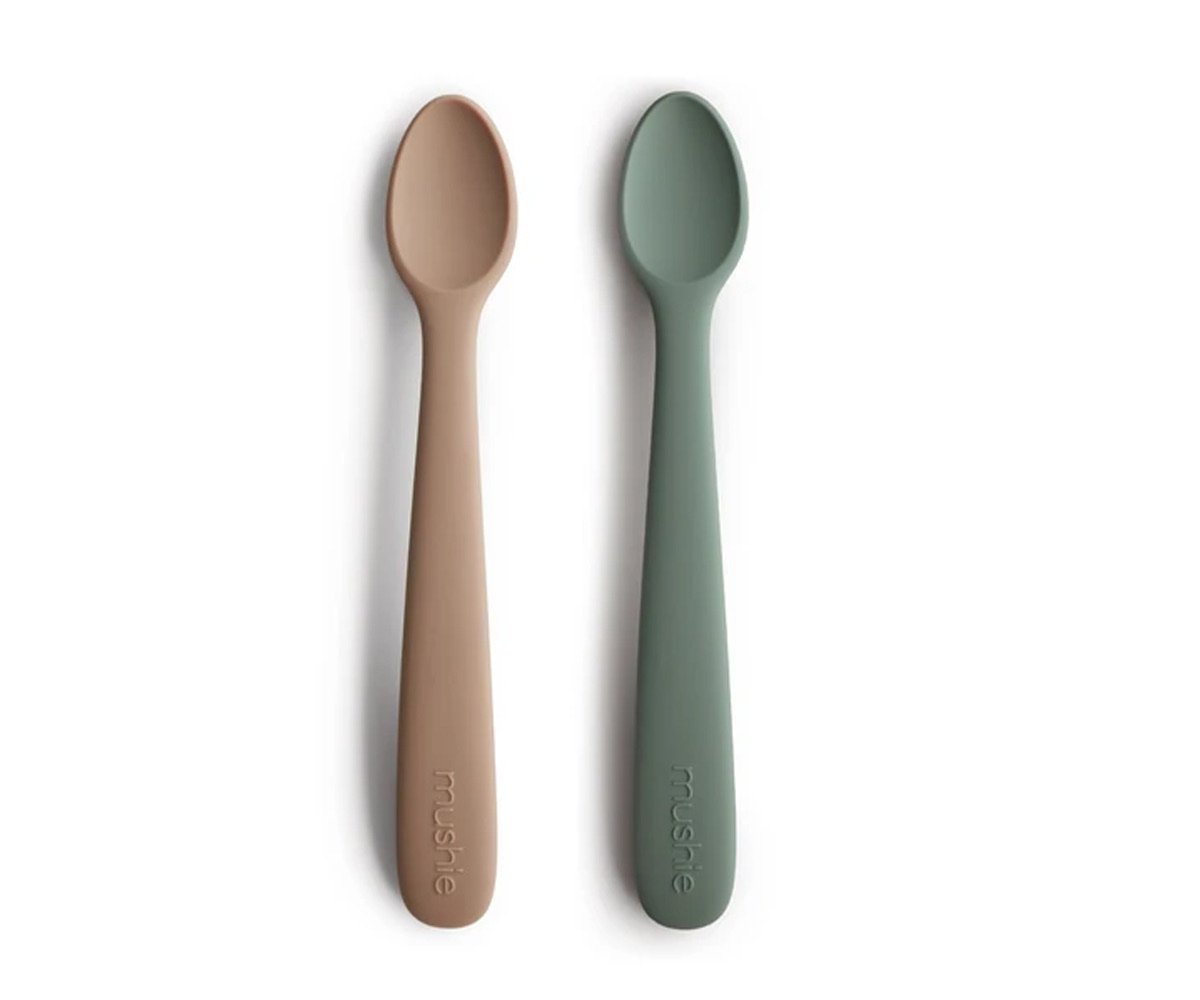 Set Of 2 Natural Sage Baby Spoons