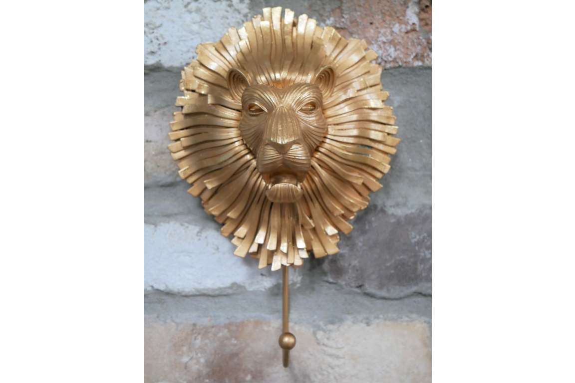 &Quirky Gold Lion Head Wall Hook