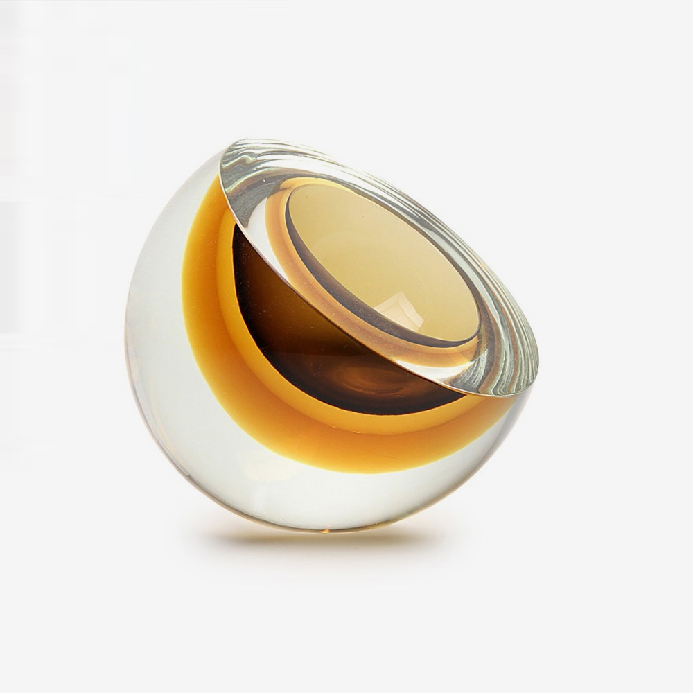 Cá d’Oro Minimalistic Glass Bowl Drop Diagonal Fume-Ambar