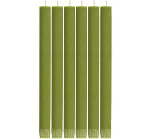 British Colour Standard Eco Dinner Candles in Olive (Pack of 6)