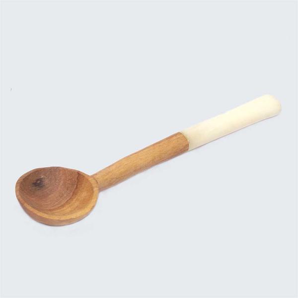 Olive Wood Sugar Spoon With White Handle