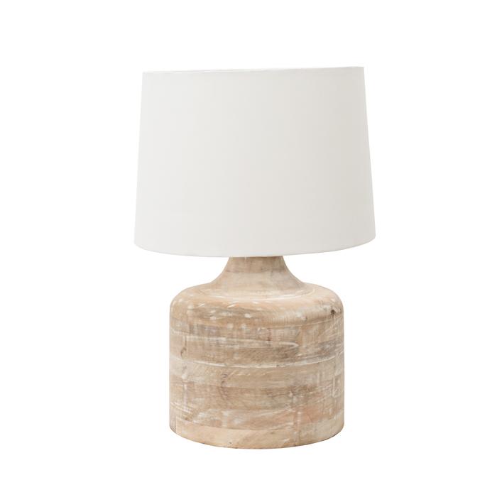 Also Home Large Mango Wood Lamp With White Shade