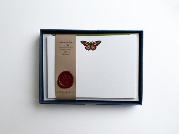 Meticulous Ink Monarch Butterfly Letterpress Correspondence Cards