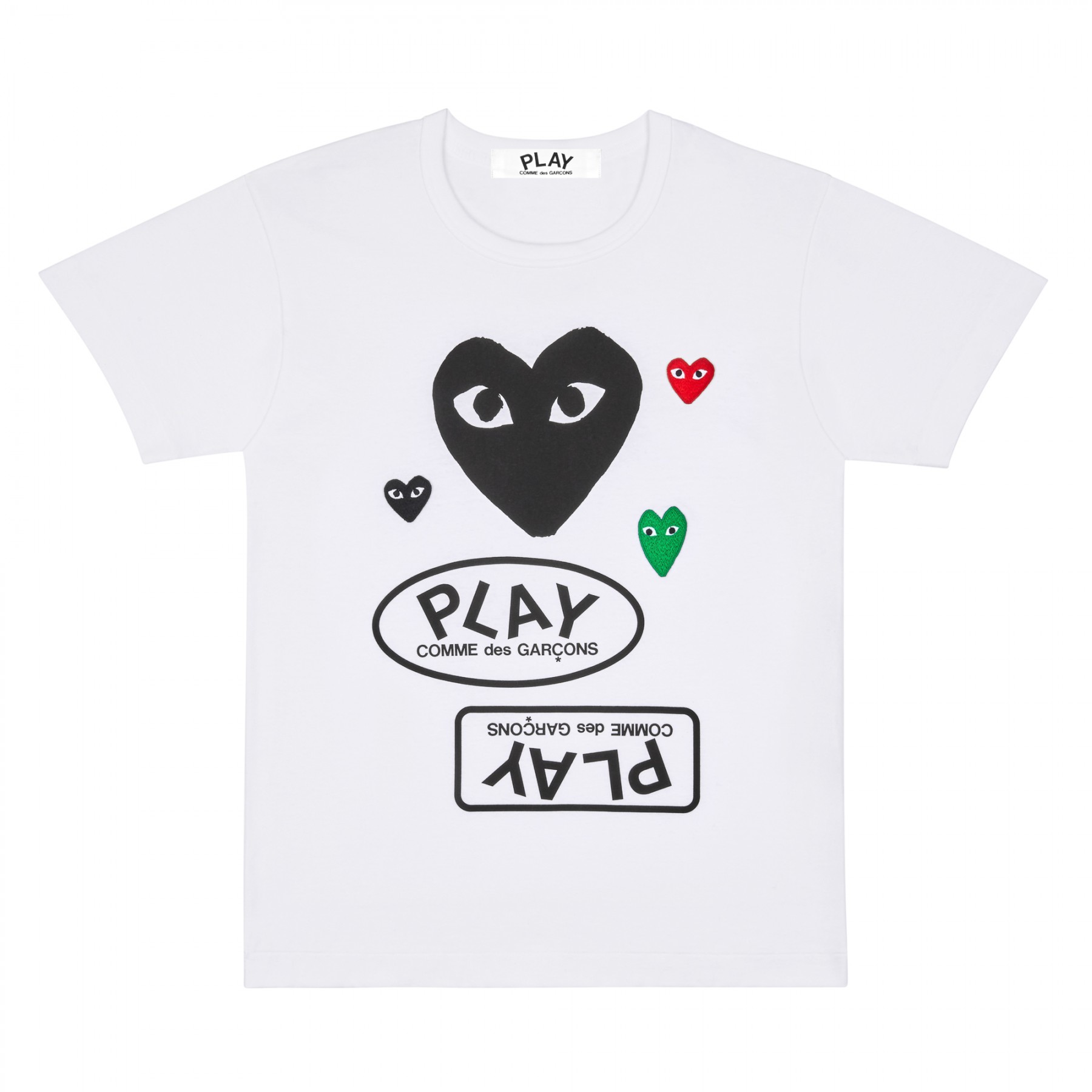 Comme Des Garcons Play Play Logo T-Shirt with Black Heart (White) P1T282