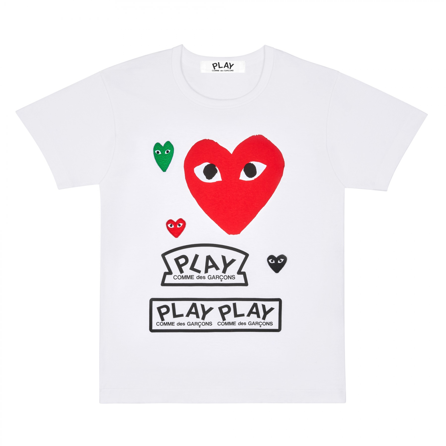 Comme Des Garcons Play Play Logo T-Shirt with Red Heart (White) P1T280