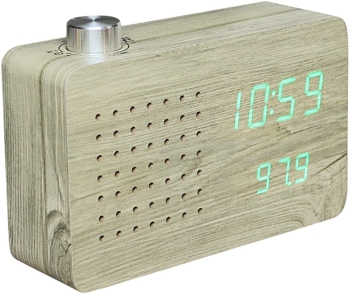 Gingko Radio Click Clock Ash/Green LED
