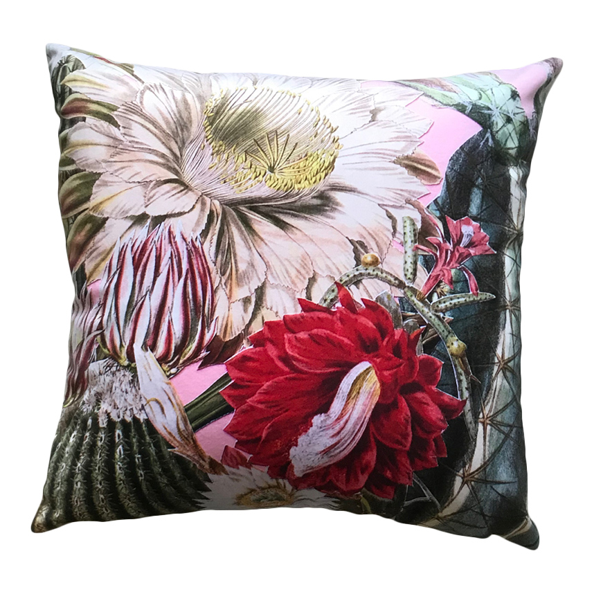 Diana Wilson Arcana Pink Cactus Velvet Cushion - Small
