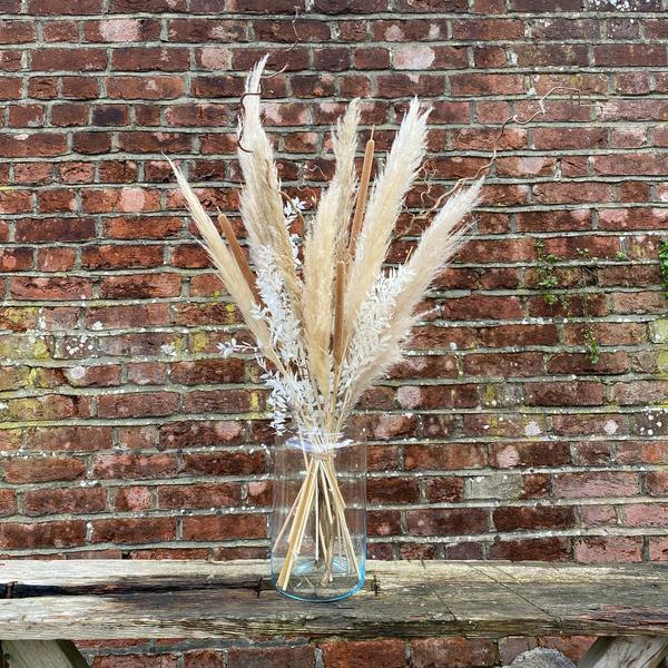 Catkin & Pussywillow Bleached Dried Flowers Tall Arrangement with Vase
