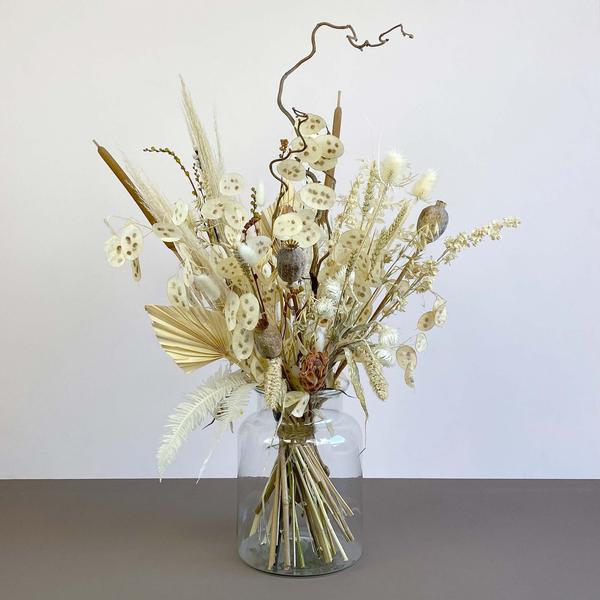 Catkin & Pussywillow Bleached Dried Flowers Mixed Dried Flower Bouquet with Vase