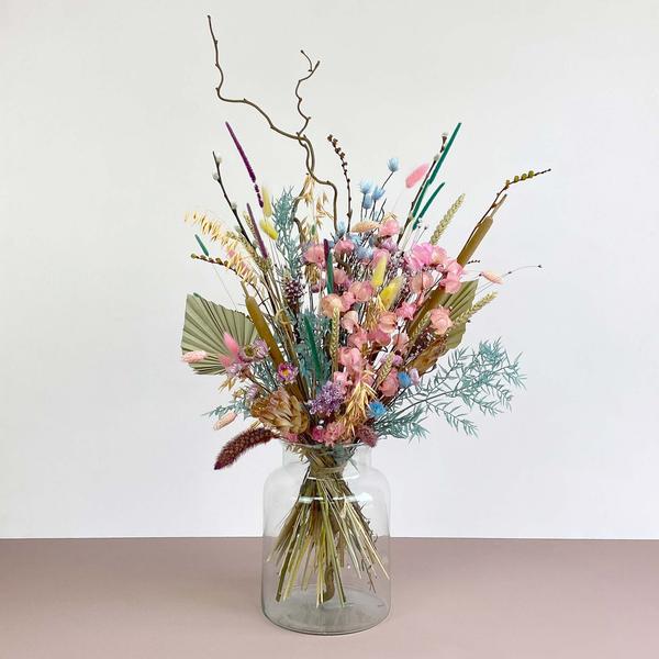 Catkin & Pussywillow Pastel Dried Flowers Mixed Dried Flower Bouquet with Vase