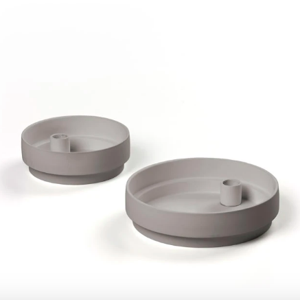 Aery Grey Matte Clay Candle Holder