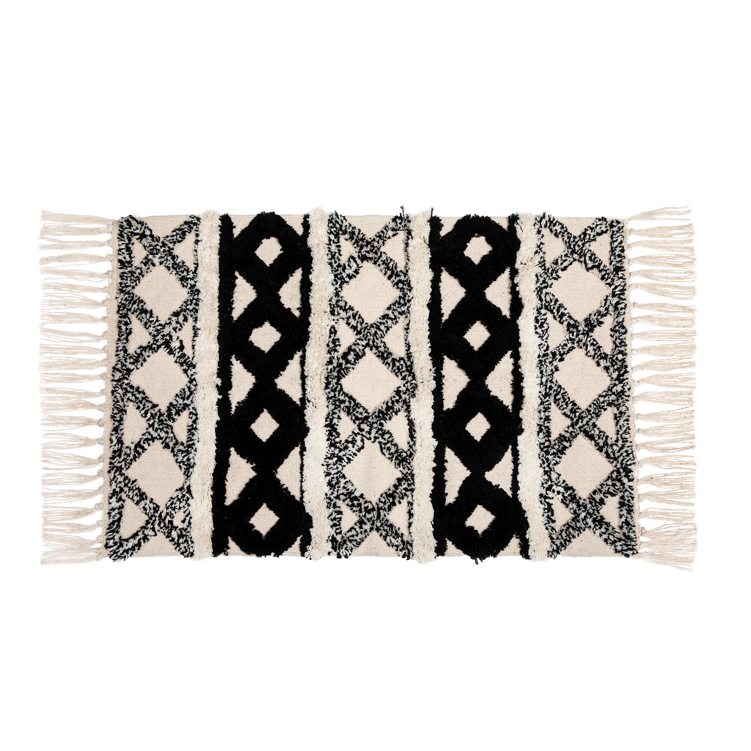 &Quirky Scandi Boho Black & White Tufted Rug