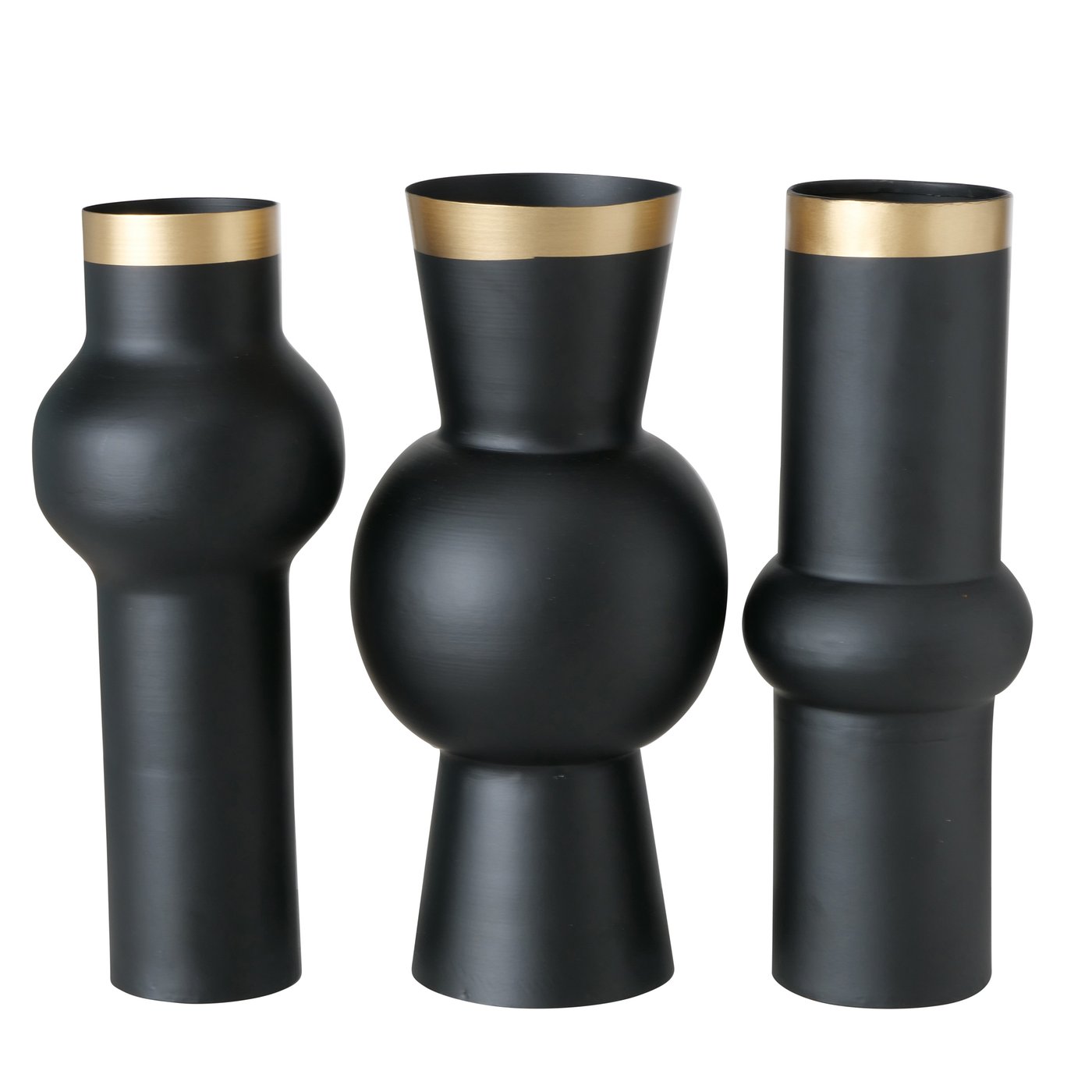 &Quirky Black & Gold Metal Decorative Vase 3 Styles