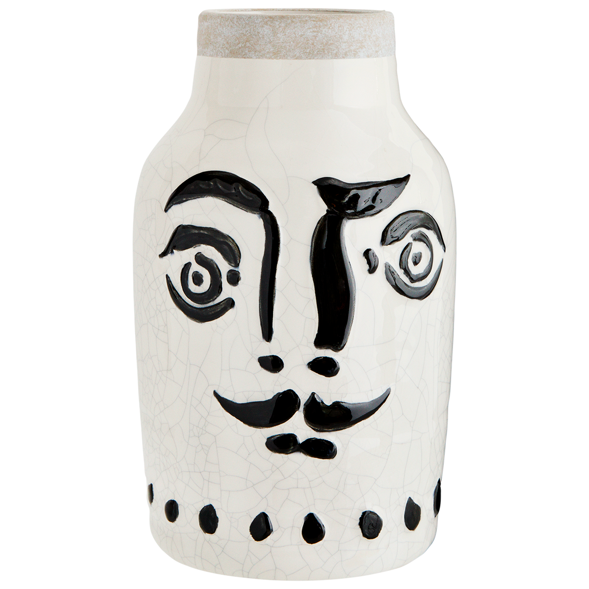 Madam Stoltz Stoneware Vase with Face Decor