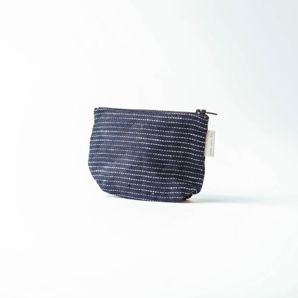 Mini Gusset Pouch Navy Pin Stripe