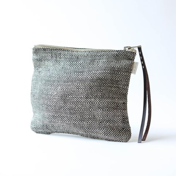 Small Pouch Black Herringbone