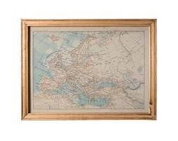 clayre & Eef Europe Map with Wooden Frame